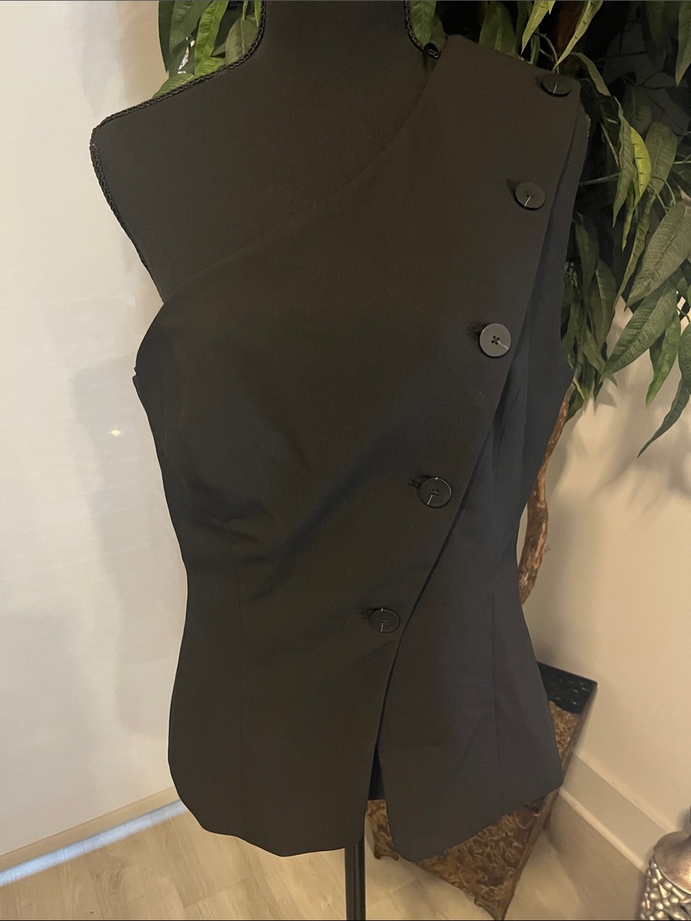 Zara Black Top with White Label Detail